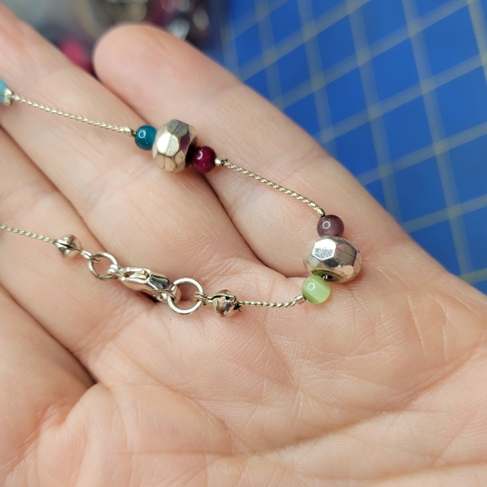 Silver Tone Beaded Chain Bracelet
